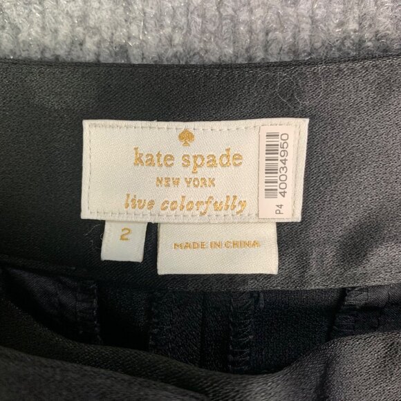 Kate Spade New York Black Pleated‎ Satin Pant Women’s Size 2 - Picture 7 of 10